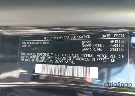 2014 Volvo S60 T5 from USA, damaged, VIN YV1612FSXE1290190